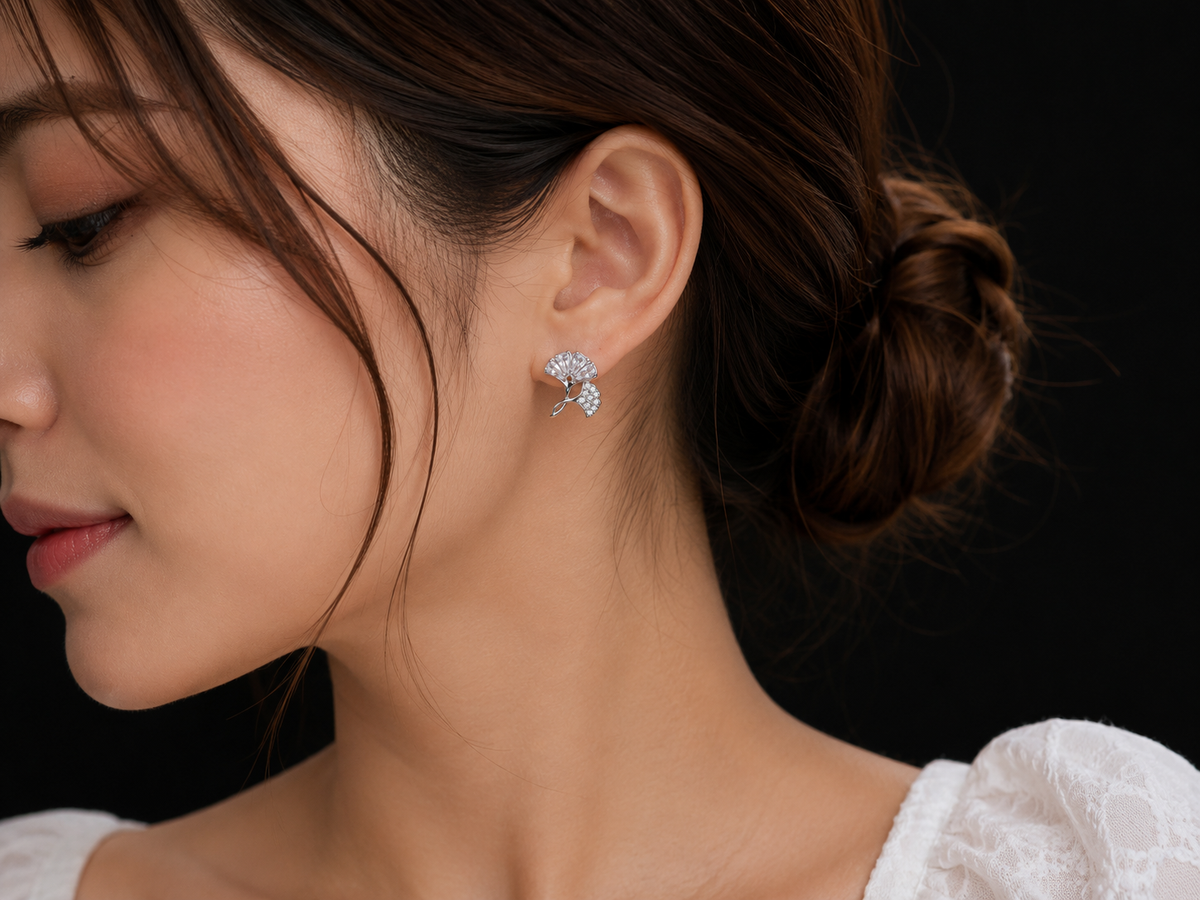 Celestia Bloom | Premium American Diamond Floral Stud Earrings