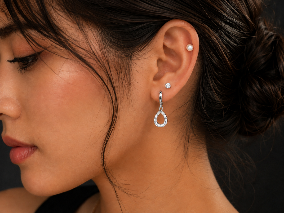 Trinity Éclat Luxe – Premium American Diamond 3-Piece Earring Set