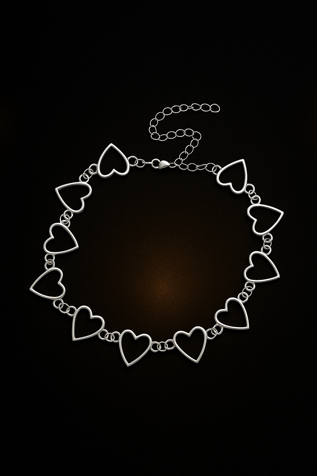 Jewels Galaxy Silver Plated Heart Choker Necklace for Women | Adjustable & Trendy