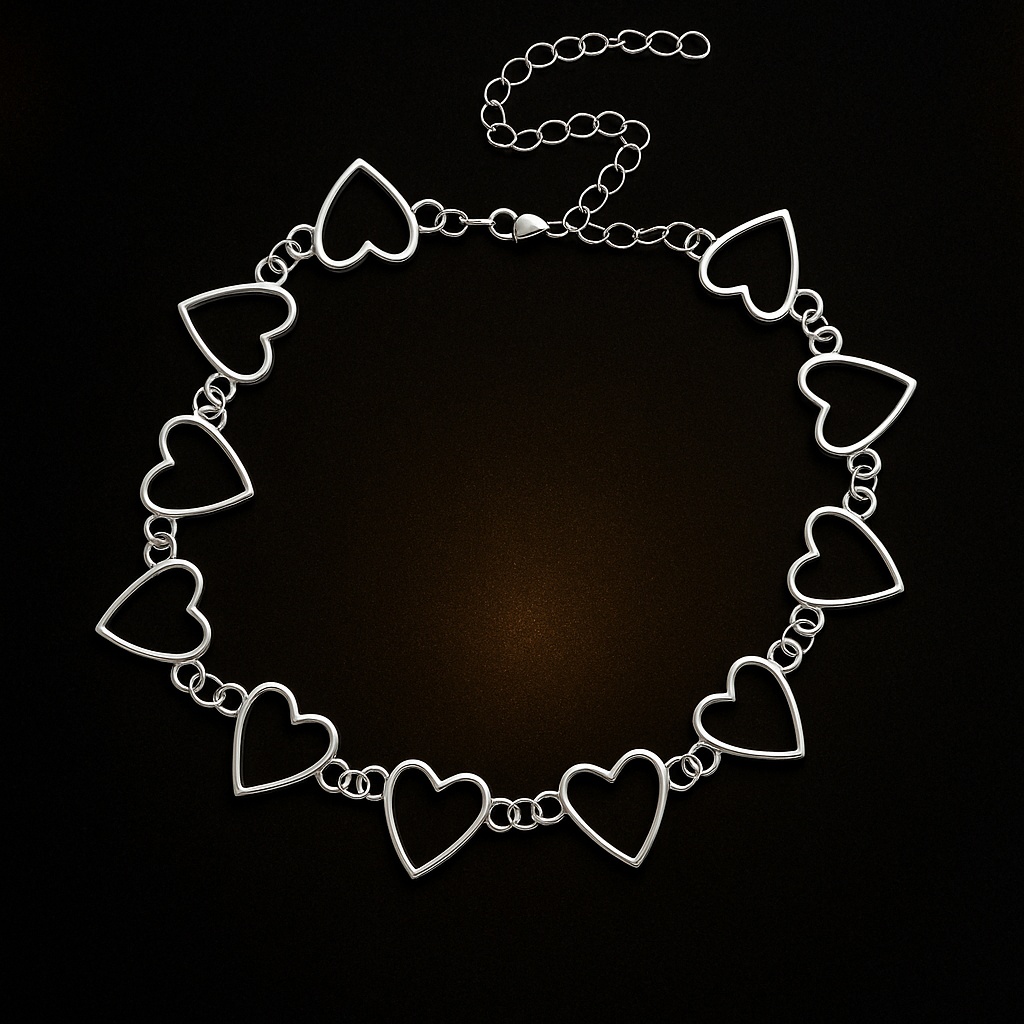 Jewels Galaxy Silver Plated Heart Choker Necklace for Women | Adjustable & Trendy