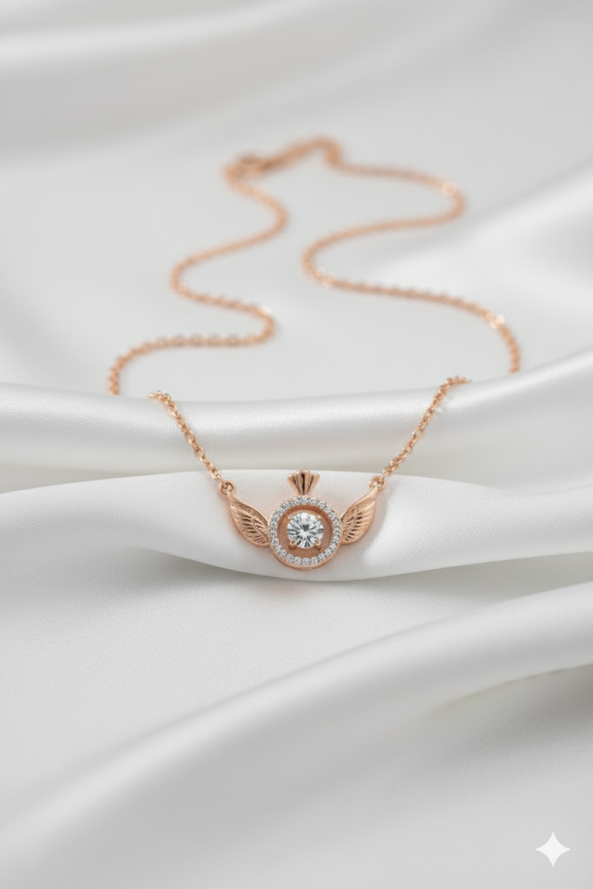 Rose Gold Gemstone Pendant Necklace for Women | Elegant Luxury CZ Stone Jewelry