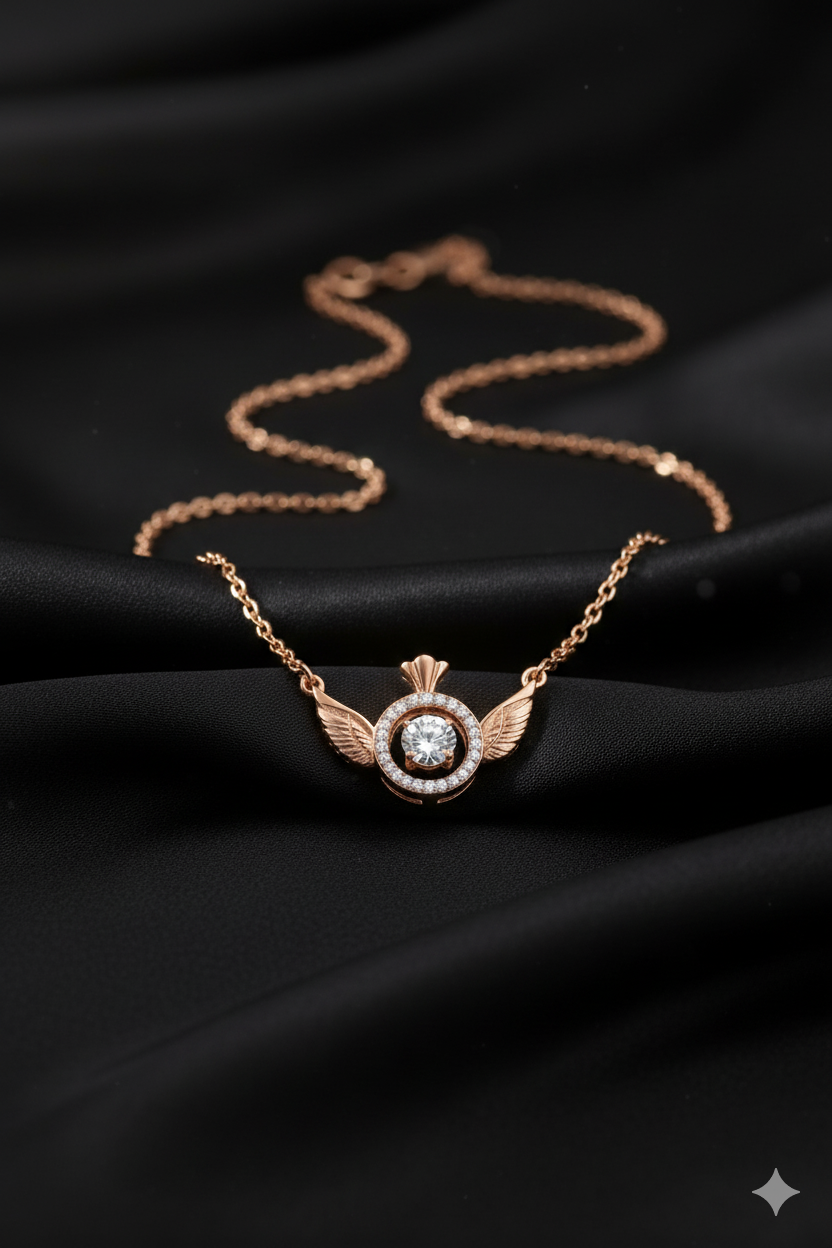 Rose Gold Gemstone Pendant Necklace for Women | Elegant Luxury CZ Stone Jewelry