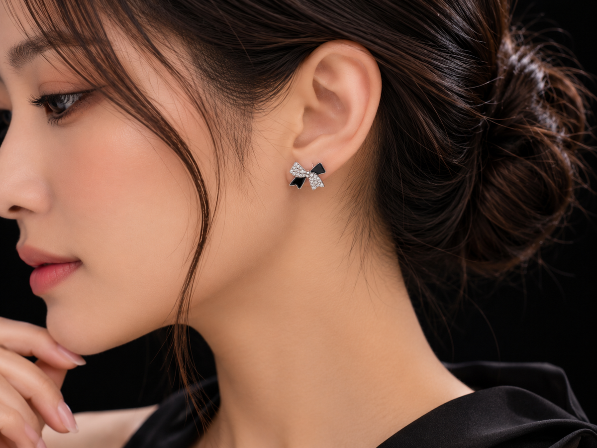 Glamour Bow Spark | Premium American Diamond Statement Earrings