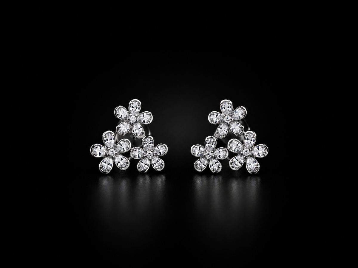 Celestia Bloom | American Diamond Trio Earrings