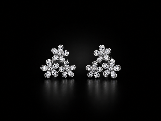 Celestia Bloom | American Diamond Trio Earrings