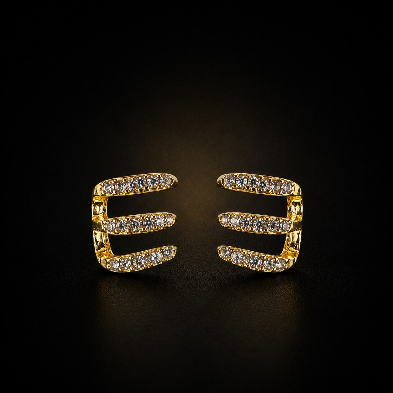 LumiStrand Triple Band Earrings | Gold Plated Minimal Luxe Statement Earrings