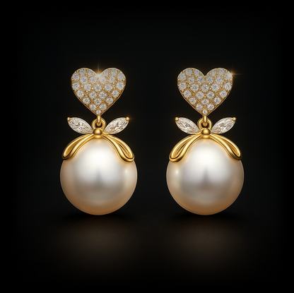 Lumine Grace Dual Earring Combo – Buy 1 Get 1 Free | Swan Crystal Drops & Heart Pearl Dangles