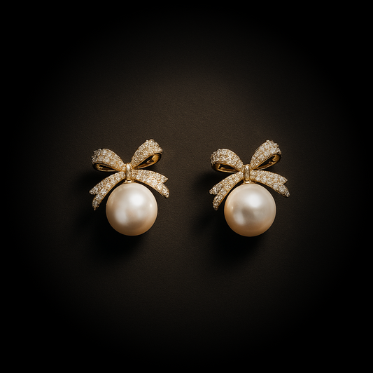 Korean Sparkle Earring Combo – Buy 1 Get 1 Free | Elegant Bowknot Pearl & AD Stone Drop Earrings