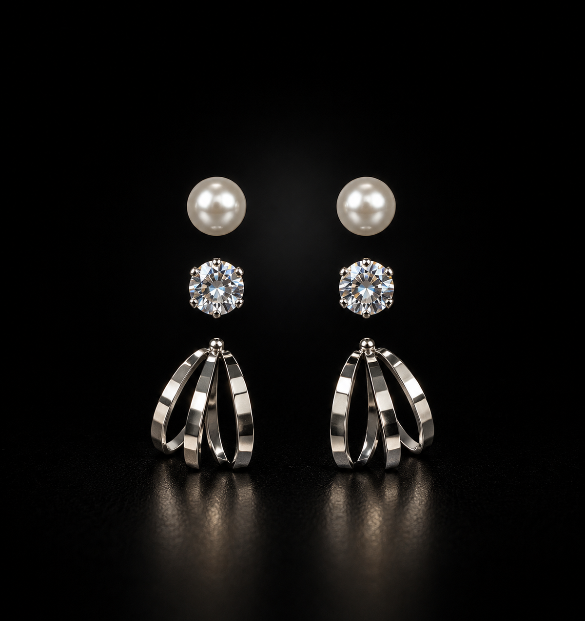 Éclat Trio Luxe | Premium Pearl, Crystal & Statement Drop 3-Piece Earring Set