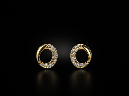 Golden Halo Luxe | Premium American Diamond Oval Hoop Earrings