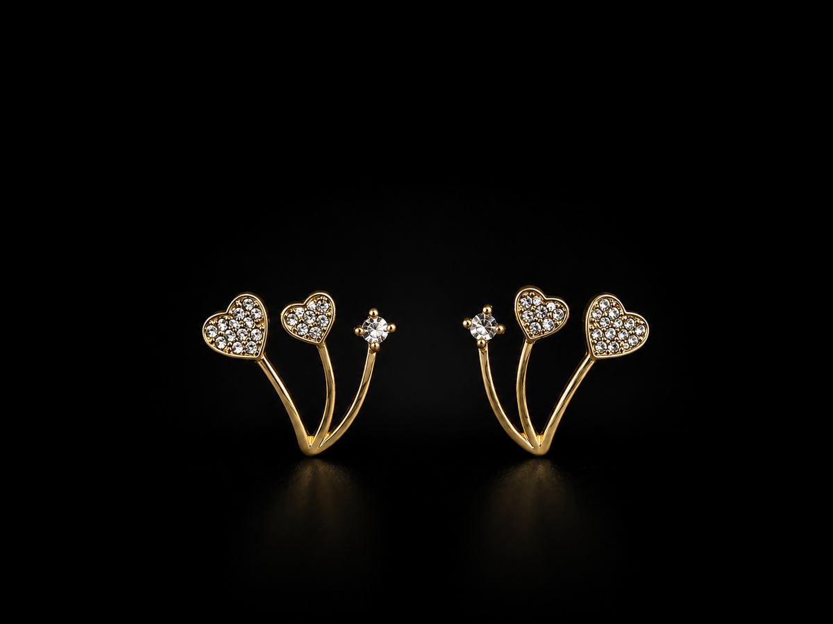 Heartline Elegance | Premium American Diamond Heart Stud Earrings