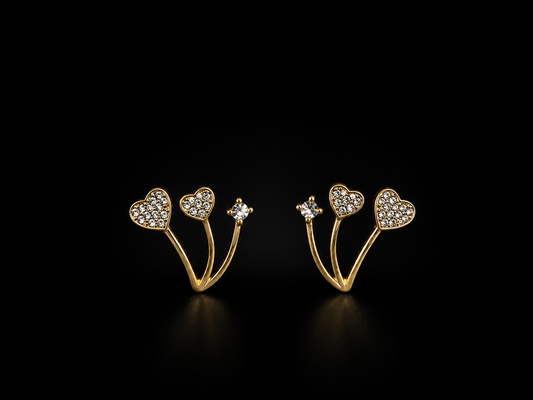 Heartline Elegance | Premium American Diamond Heart Stud Earrings