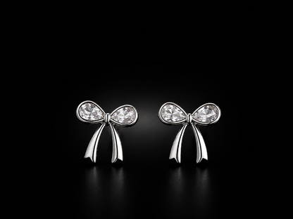 Luxury Bow American Diamond Earrings | Anti-Tarnish Premium Silver Studs