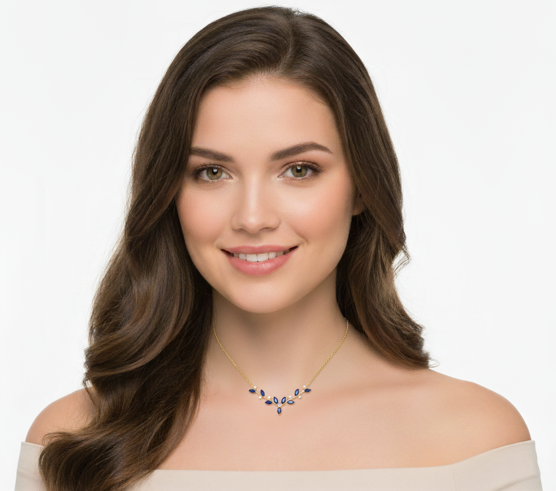 Sterling Halsband with Delicate American Diamond Sparkle | Elegant Gold Plated Necklace