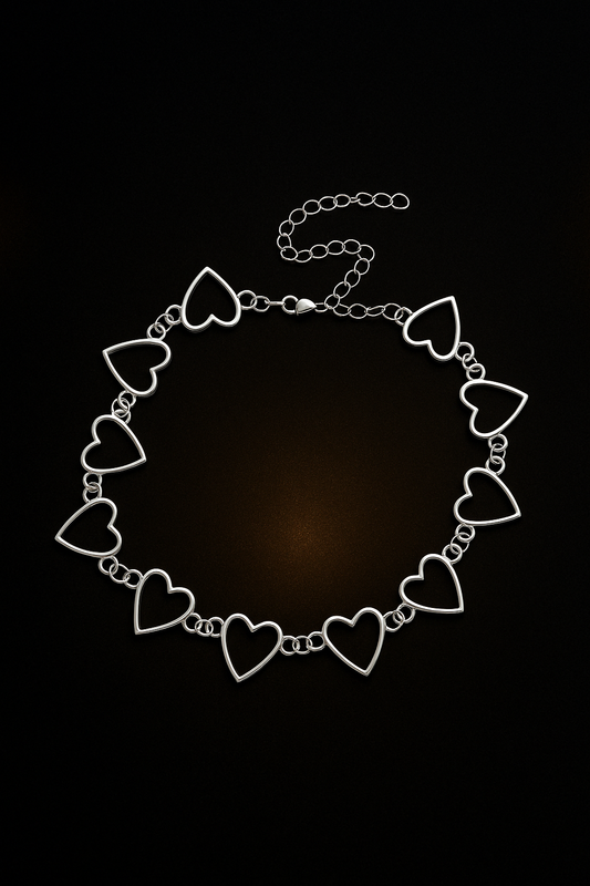 Jewels Galaxy Silver Plated Heart Choker Necklace for Women | Adjustable & Trendy