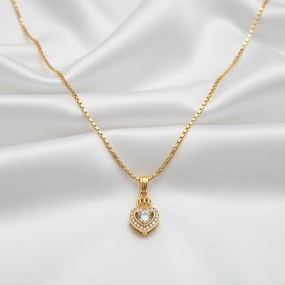 Timeless Gold Plated Heart Pendant Necklace | American Diamond Stones