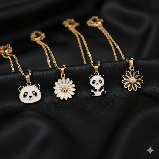 Twinkling 4-Piece Layered Gold Plated Necklace & Chain Set
