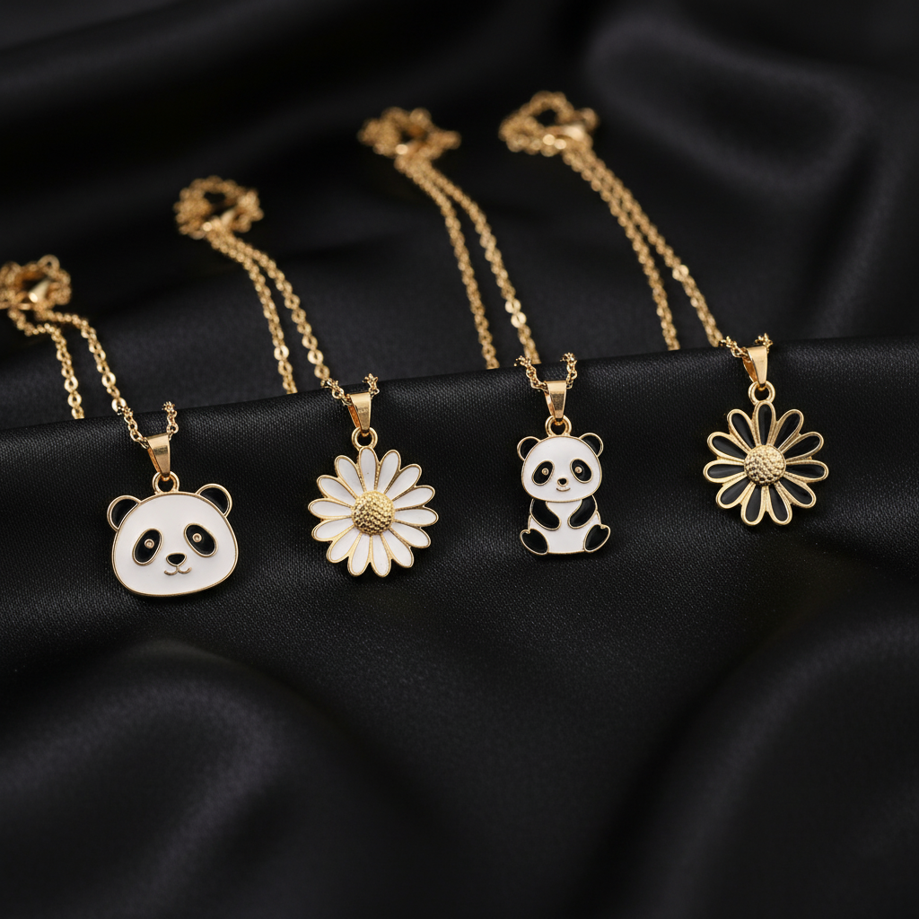 Twinkling 4-Piece Layered Gold Plated Necklace & Chain Set