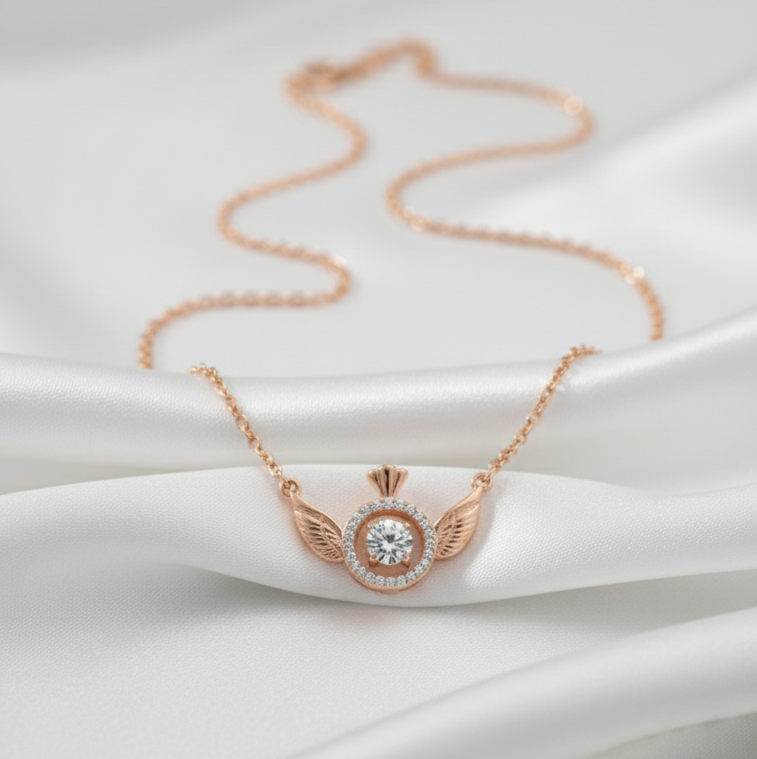 Rose Gold Gemstone Pendant Necklace for Women | Elegant Luxury CZ Stone Jewelry
