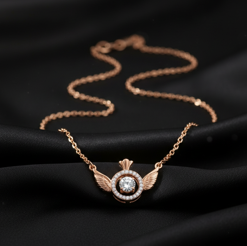 Rose Gold Gemstone Pendant Necklace for Women | Elegant Luxury CZ Stone Jewelry