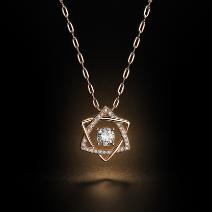 Fancy Rose Gold Plated American Diamond Pendant Necklace for Women & Girls