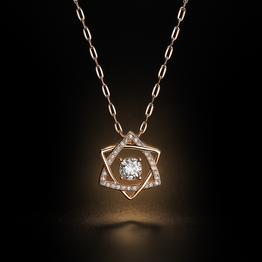 Fancy Rose Gold Plated American Diamond Pendant Necklace for Women & Girls