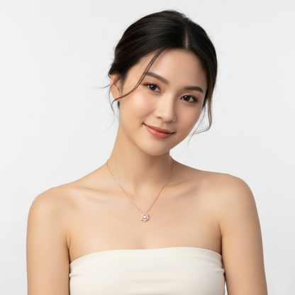 Fancy Rose Gold Plated American Diamond Pendant Necklace for Women & Girls