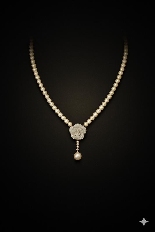 Aurora Blossom Gold Plated Pearl Accent Necklace | Elegant Short Floral Design