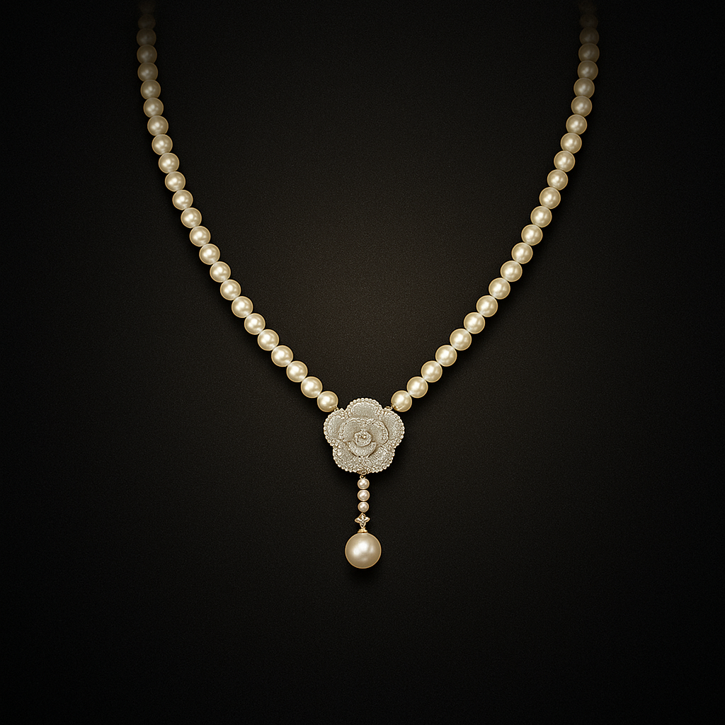 Aurora Blossom Gold Plated Pearl Accent Necklace | Elegant Short Floral Design