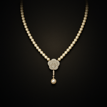Aurora Blossom Gold Plated Pearl Accent Necklace | Elegant Short Floral Design